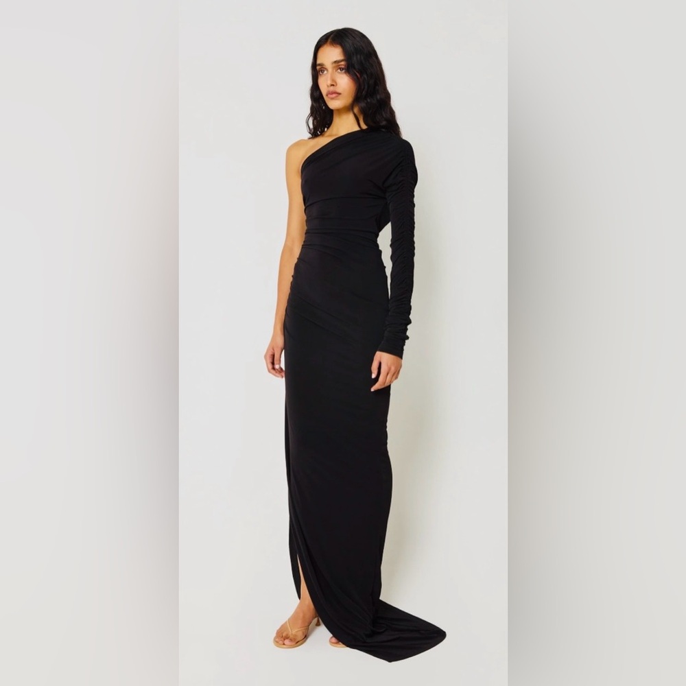KHY x Atlein One-Shoulder Ruched Gown